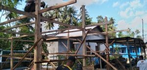 Rehab RTLH TMMD Kodim 1411/Blk, Tiang Rumah Milik Andi Sehdam Didirikan