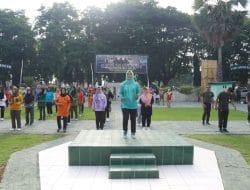 Jaga Kebugaran, Ibu Persit Kodim Takalar Rutin Gelar Senam Bersama