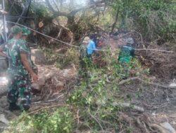 Musim Hujan Tiba Personel Kodim Takalar Lakukan Penebangan Dan Pemangkasan Pohon
