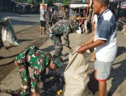 Personel Koramil 1426-07/Pattallassang Kembali Gelar Kerja Bakti Pembersihan Pasar Bersama Instansi Terkait