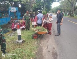 Tanamkan Kebersihan Sejak Dini, Koramil 1426-02/Polsel Ajak Siswa Bersihkan Halaman Sekolah 