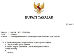 Pelantikan Pejabat Digelar Malam Ini, Bupati Takalar Minta Hadir Tepat Waktu