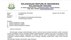 Kejagung Terbitkan Surat Rahasia, Minta Seluruh Jajaran Tingkatkan Kewaspadaan di Tengah Dinamika Penegakan Hukum