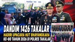 Dandim 1426 Takalar Hadiri Upacara HUT Bhayangkara Ke-80 Tahun 2026 di Polres Takalar