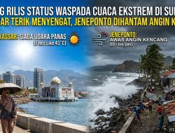 BMKG Rilis Status Waspada Cuaca Ekstrem di Sulsel: Makassar Terik Menyengat, Jeneponto Dihantam Angin Kencang